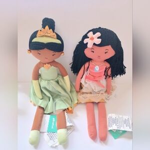 Disney PillowFort Princess Pair Soft Dolls Tiana & Moana (NWT)